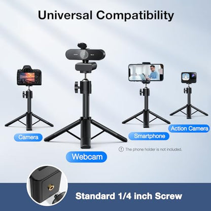 EMEET NOVA 4K Webcam with Tripod, PDAF Autofocus, Adjustable Heights | 360° Swivel Head, 2 Noise-Cancelling Mics, USB Plug&Play, Privacy Cover, Ideal for Online Meetings&Live Streaming - style: 4K Tripod 360° Swivel