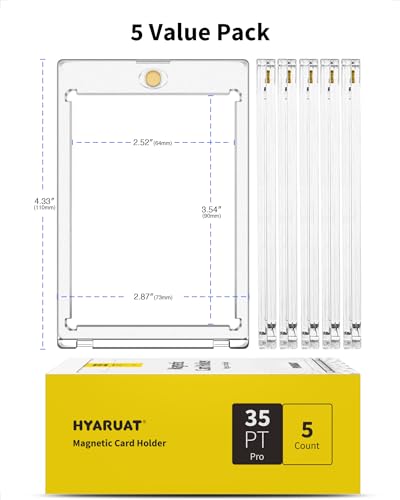 35PT Magnetic Card Holders for Trading Cards, 5 Pack Clear White | One Touch UV Protection Display Cases with Magnetic Closure for Sports Cards, TCG Cards, Patch Cards and Collectibles - size: 2.52 x 3.54 in 35PT Magnetic Card Holders
