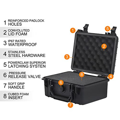 MEIJIA Portable All Weather IP67 Waterproof Protective Case,Hard Camera Case,Dry Case with Customized Foam,Fit Use of Drones,Camera,Equipments,Elegant Black (9.17inch x 7.56inch x4.33inch) - size: 9.17inch x 7.56inch x4.33inch
