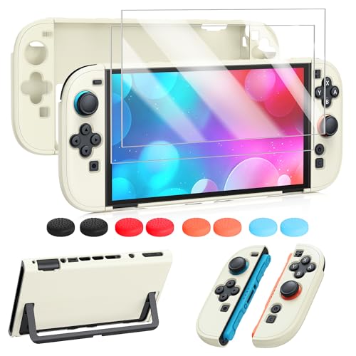 FYOUNG Protective Case for Nintendo Switch 2, Slim Hard Shell Accessories | Switch 2 Case Accessories, Scratch&Shock Protection Cover with Screen Protector, 8 Thumb Grip (Soft Yellow, Switch 2 7.9inch) - color: Soft Yellow
