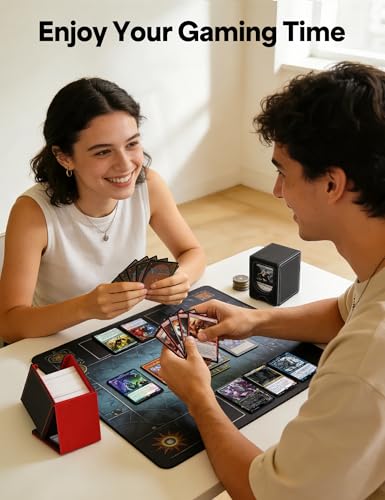 MTG Commander Deck Box, MTG Card Box with See-Through Window, Magnetic Closure Holds 100+ Double-Sleeved Cards TCG Cards(Black&Gray) - color: Black&Gray