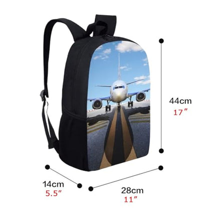 Boy Bookbag School Backpack 17 Inch Student Bag Lightweight Backbag for Age 6-16 Kids Plane Design (Bookbag + Pencil Bag) - color: Plane Backpack 6- Bookbag + Pencil Bag