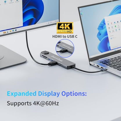 DreamQuest USB C Hub 8-in-1 with 4K@60Hz HDMI, max 100W PD, USB 3.0/2.0, SD/TF Card Reader,100Mbps LAN Port– Compatible with Desktops, Laptops, Xbox, Flash Drives, Consoles, Printers