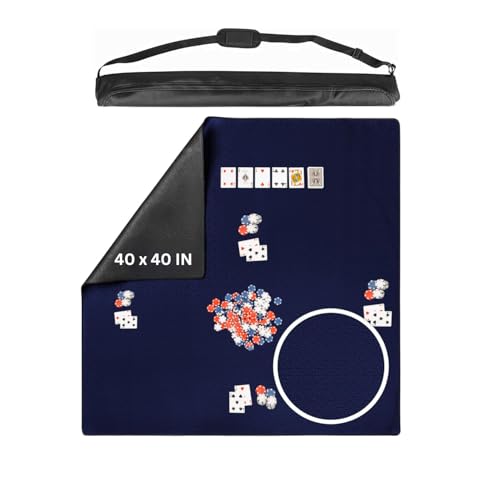 Board Game Mat 40 x 40 inches BlueTable Cover for Mahjong, Poker, Playing Cards, Tile Games, Dominoes, and RPG - Neoprene Gaming Playmat - color: Black, size: Square 40 x 40 inches