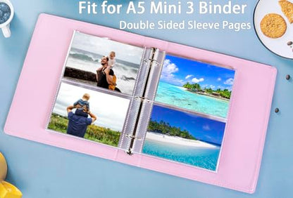 40 Pack 160 Pockets 3.5x5” Photocard Sleeves for A5 Mini 3 Ring Binder, Ultra-Clear Photo Sleeves, Double-Sided 2 Pocket Photo Pages, Top Loading Sheet Protector for Photos, Postcards, Seed Packets - color: 3.5x5"