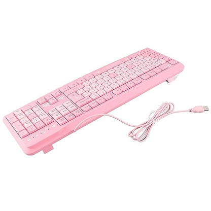 Silent Keyboard Mechanical Membrane USB Wired 104 Keys Adjustable Bracket Ergonomic Design for Laptop Home Office Gaming 45.5x14.7cm (Pink) - color: Pink