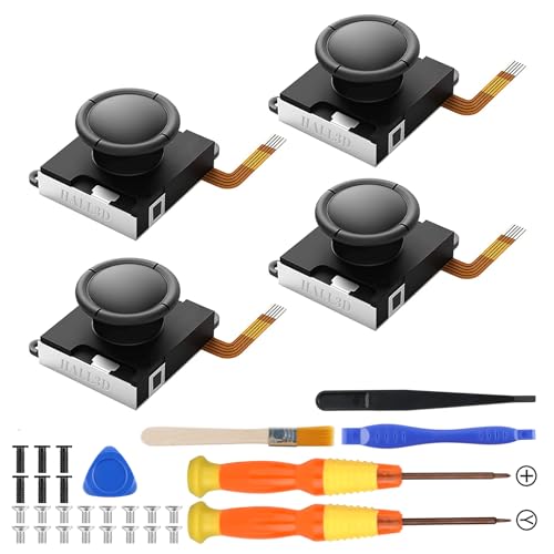 TMR Hall Effect Joystick Replacement for Switch JoyCon (4-Pack) | Precision TMR Technology, Anti-Drift Performance, Low Power Design, for Switch/OLED/Lite JoyCon, 32-in-1 Repair Kit - color: Black 2 pairs