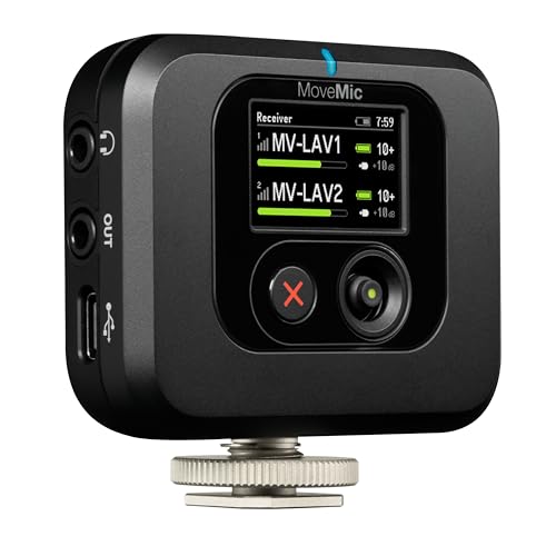 Shure MoveMic Receiver - Cold Shoe Mountable Camera Receiver for MoveMic Lavalier Microphones, Compatible with Most DSLR Cameras and Computers, for Mobile Content Creators (MV-R-Z7) | Digital receiver with USB-C and 3.5mm connectors for cameras, computers