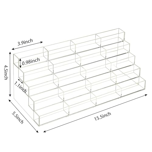 Vevitts 20 Slots Acrylic Business Card Holder, Clear Plastic Desk Business Card Stand, Multi-Card Display Rack for Office Home School Recipe Brochure File