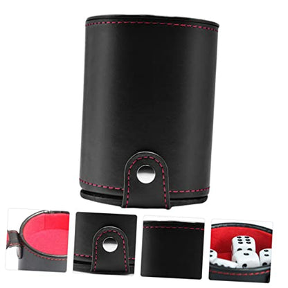 BESPORTBLE 1Set Portable PU Leather Dice Cup with Storage Compartment Includes Balanced Dice for Family Gatherings Bars and Tabletop Games