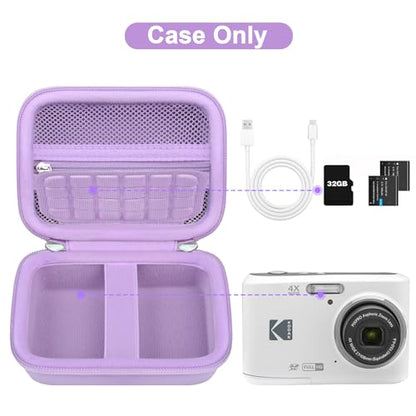 Canboc Hard Case for KODAK PIXPRO FZ55/ FZ45/ FZ43/ FZ53 16MP Digital Camera, Vlogging Camera Bag, Zipper Mesh Pocket fit Cable, SD Card, Purple (Case Only) - color: T-Purple
