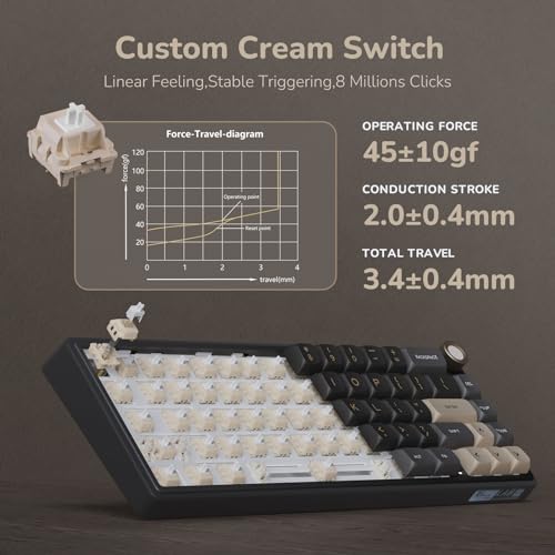 RK ROYAL KLUDGE R65 Wired Gaming Keyboard with Volume Knob, 60% Percent RGB Backlit Mechanical Keyboard Gasket Mount with PBT Keycaps, MDA Profile, QMK/VIA, 66 Keys Hot Swappable Cream Switch, Black - color: Black