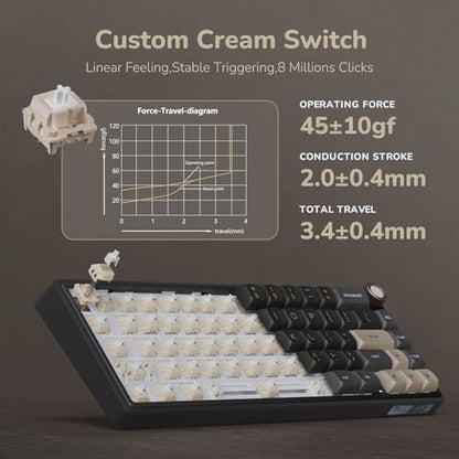 RK ROYAL KLUDGE R65 Wired Gaming Keyboard with Volume Knob, 60% Percent RGB Backlit Mechanical Keyboard Gasket Mount with PBT Keycaps, MDA Profile, QMK/VIA, 66 Keys Hot Swappable Cream Switch, Black - color: Black