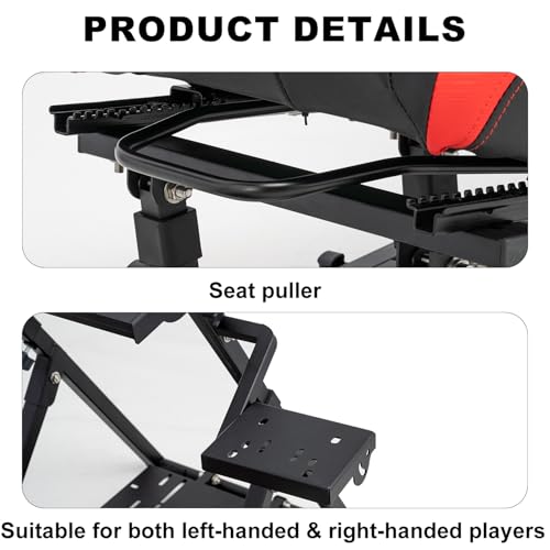 CXRCY Racing Sim Cockpit Stand with Seat for G29 G920 G923 G27 G25 | For Fanatec & Thrustmaster (T248X,T248,T300RS,T150,458). Xbox,PS4,PS5,PC. Adj backrest & slide rails. No wheel/pedals. - color: Black With Seat