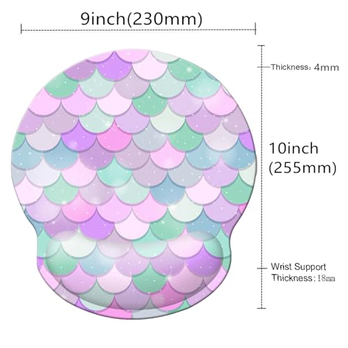 Ergonomic Memory Foam Wrist Support Mouse Pad Comfortable Padded Wrist Mousepads 9in X10in Pain Relief Desktop Mouse Mat (Candy Mermaid Foam) - color: Candy Mermaid Foam