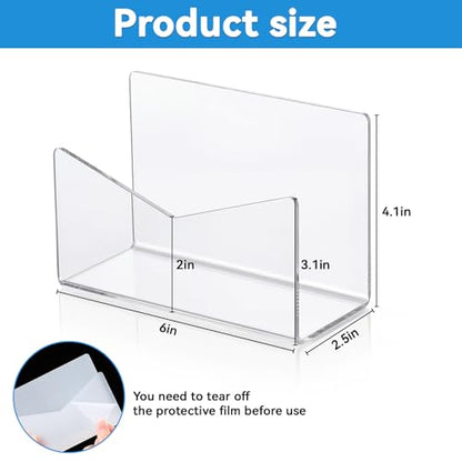 Maitys 3 Pcs Acrylic Mail Letter Organizer Countertop 6 x 2.5 x 4 Inches Clear Mail Postcard Holder Stand Greeting Card Display Rack Document Envelope Home Office School