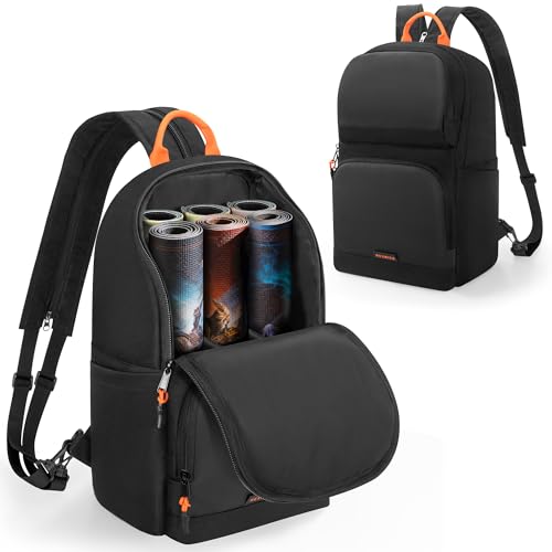 Rexmica Playmat Tube Case Bag Backpack for 6pcs Playmats(W14 x L24) | Shoulder Strap, Dice&Card Pockets, 3 Carrying Ways, Game Play Mat Tube Organizer Container Bag Fits for MTG/TCG Mat