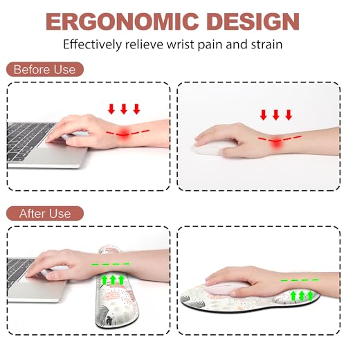 Ergonomic Mouse Pad with Wrist Rest and Keyboard Wrist Rest, Mousepad and Wrist Rest for Computer Keyboard, Pain Relief, Non-Slip Rubber Base, Mouse Pad with Wrist Support for Gaming, Office, Cactus - color: Cactus