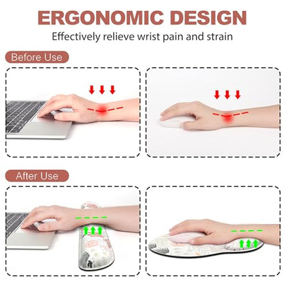 Ergonomic Mouse Pad with Wrist Rest and Keyboard Wrist Rest, Mousepad and Wrist Rest for Computer Keyboard, Pain Relief, Non-Slip Rubber Base, Mouse Pad with Wrist Support for Gaming, Office, Cactus - color: Cactus