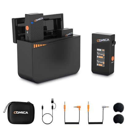 COMICA Vimo C3 Wireless Lavalier Microphone with Noise Cancellation, 656ft Transmission, Gain Control, Compact Wireless Lapel Microphone for DSLR Cameras/Android/Live-Streaming/Vlogging/YouTube