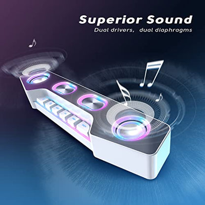 Fifine Gaming Speakers for PC, Bluetooth Computer Speakers Wireless with Aux-in for Desktop Laptop, RGB Desk Loudspeakers with Volume Control for Party Streaming Meeting A16 White - color: White