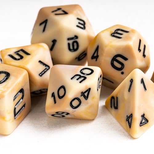 7PCS DND Dice Set RPG Resin Polyhedral Dice Set Camouflage Color with Leather Pouch for D&D Role Playing Games and Other Tabletop Games (Brown) - color: Camo-brown