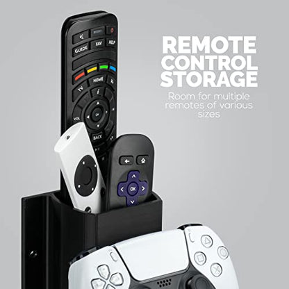 The Elephant - Game Controller & TV Remote Control Wall Mount Holder, Adhesive & Screw In, Universal Design for Xbox ONE PS5 PS4 PC Gamepads, Reduce Clutter, by Brainwavz - color: Controller and Device Wall Mount