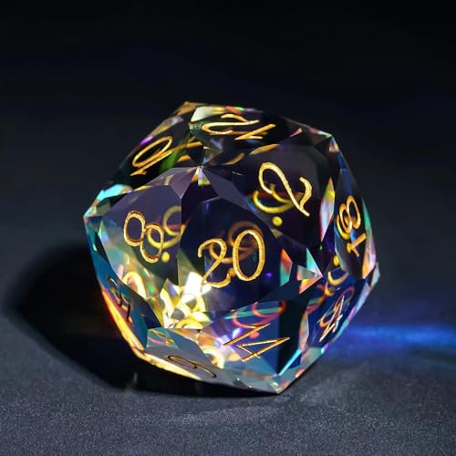 UDIXI 30mm D20 Prism Glass Dice Large Glass D20 Dice for RPG Tabletop Games | Multifaceted-Cut, Premium Gift Box, DM Gift, for Dungeons and Dragons Role Playing Games - color: D20 Glass Multifaceted