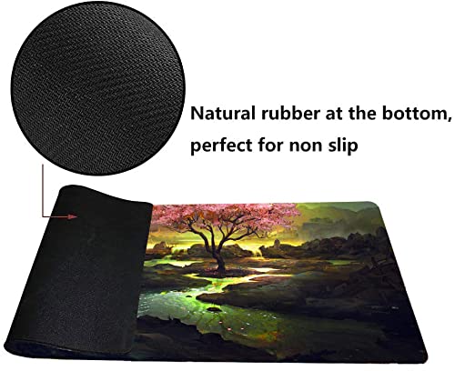 MTG Playmat, 24 x 14 Inches TCG Card Mat, Smooth Rubber Surface, Lotus Board Game Mats for MTG DTCG CCG RPG Trading Card - color: Cherry Blossom Tree