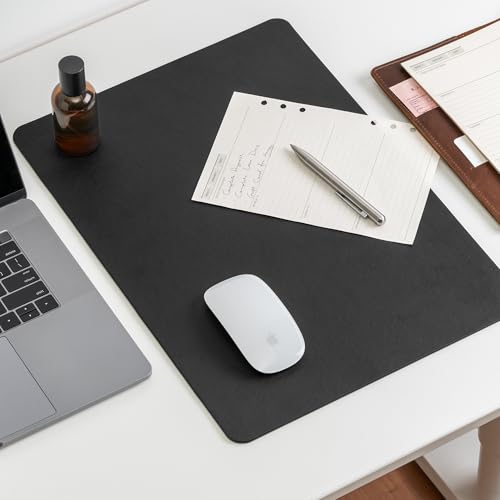Nekmit Leather Desk Blotter Pad 17 x 12 Inches, Flat, Non-Slip, Waterproof, Black - color: Black, size: 12" x 17"