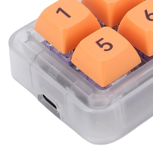 Wired USB C Numeric Keypad, 8 Keys Programmable One Handed Macro Mechanical Keyboard with Knob, for Tablet Laptop Desktop (Transparent) - color: Transparent