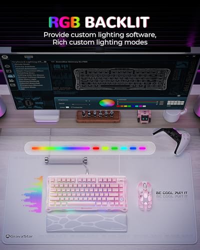 GravaStar Mercury K1 75% Pink Wireless Keyboard, Aluminum Alloy Exoskeleton Design Mechanical Gaming Keyboard, Gasket Hot-Swap Socket, Linear Switches, RGB Backlit【Sakura Pink】 - color: Sakura Pink