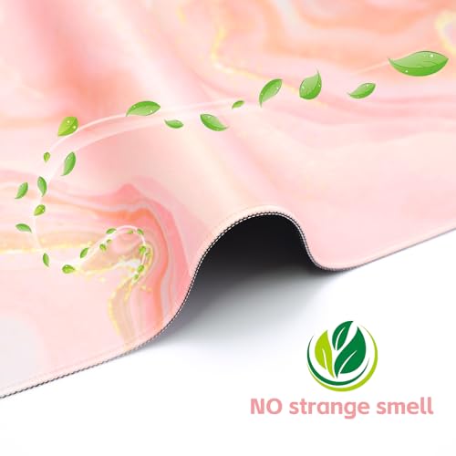 Baziabbo Cute Desk Mat,XXL Extended Large Mouse Pad,Gaming Mousepad with Stitched Edge,Non-Slip Rubber Base Keyboard Desk Pad for Home Office Study Game (Pink Marble) - color: Pink Marble