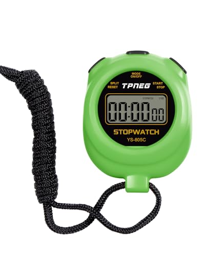 TPNEG Simple Stopwatch Timer - Easy to Use, Set Up, Read, and Carry - Large Display - On/Off, AAA Battery - Ideal for Coaches, Track and Field, Soccer Referees, Sports, Classroom - color: Green