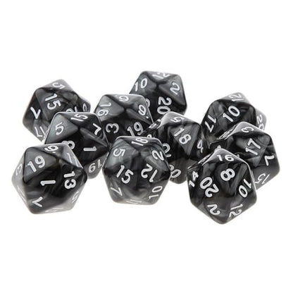 10PCS Polyhedral Dice - D20, 20mm Acrylic, 20 Sided Dice for RPG, MTG, DND, Table Games (Black) - color: Black