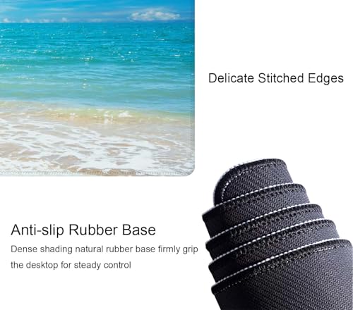 Desk Mat, Beaches Sunny Day Extended Gaming Mouse Pad Large, 31.5"x11.8" Big Mouse Pad with Non-Slip Base and Stitched Edge, Long Computer Keyboard Mouse Mat for Home Office Work - color: Beaches Sunny Day