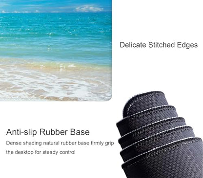Desk Mat, Beaches Sunny Day Extended Gaming Mouse Pad Large, 31.5"x11.8" Big Mouse Pad with Non-Slip Base and Stitched Edge, Long Computer Keyboard Mouse Mat for Home Office Work - color: Beaches Sunny Day