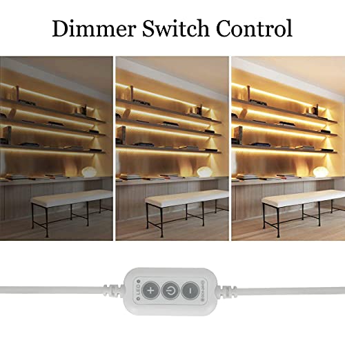4.9ft LED Strip Lights Dimmable, 5V Warm White Plug in USB COB String | 3000K Dotless Rope Lighting, Flexible and Cuttable, CRI 90, Sticky Tape for TV Backlight, Cabinet, Mirror, Bed, Computer, DIY - size: 4.92ft-3000K-USB Dimmer