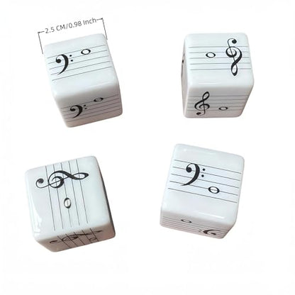 4Pcs Fun Five-Line Staff Music Note Dice, Large 25mm Music Theory Dice, Includes Two High-Pitched Symbols and Two Low-Pitched Symbols for Theory Learning - color: Music Dice-4 Pcs