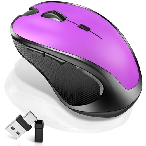 Mouse for MacBook Bluetooth Wireless Mice Laptop Mac Pro iPad with Jiggler | Wireless Bluetooth Rechargeable Silent Optical Mouse Dual Mode Switch Bluetooth 5.2/3.0 and 2.4GHz USB Type-C Receiver Purple - color: 5.Bluetooth Wireless Mouse (Purple)
