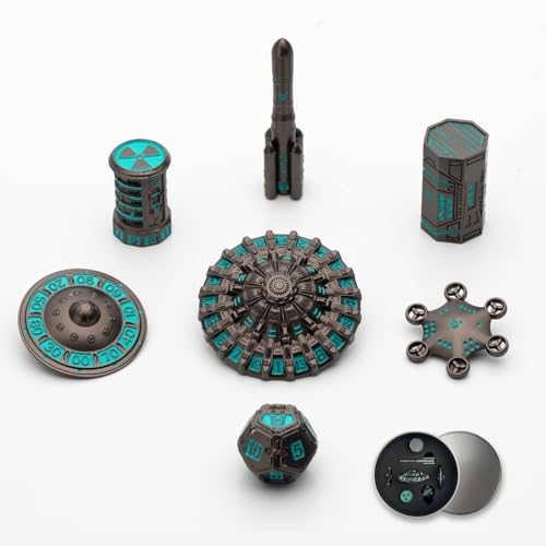 Pioneer Dice Companion Orbit RPM-01 UD Unique Dice DND Dice Set,UFO Metal DND Dice Set for Role Playing Game(RPG),Fallout MTG, Polyhedral Dice Sets Table Games DND Gifts for Players DM Game Masters - color: Black Blue