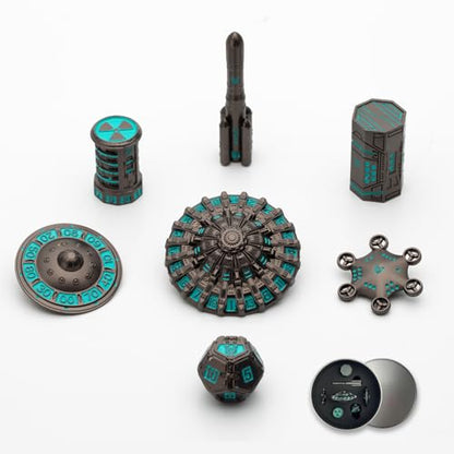 Pioneer Dice Companion Orbit RPM-01 UD Unique Dice DND Dice Set,UFO Metal DND Dice Set for Role Playing Game(RPG),Fallout MTG, Polyhedral Dice Sets Table Games DND Gifts for Players DM Game Masters - color: Black Blue