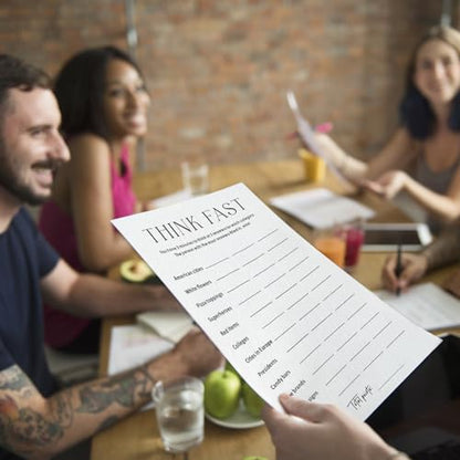 Party Games for Adults & Birthday Games for Bachelorette, Office – Think Fast - 30 Pcs Ice Breaking Cards, Add Laughter and Conversation to Any Celebration (5" x 7")- A04 - color: Think Fast