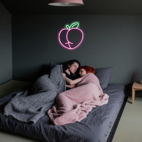 Peach LED Neon Light Sign, Pink Peach for Wall Decor Room Party Decorations Bar Pub Club Girls Bedroom Birthday Party Bathroom Decor Gifts USB Powered(12.6"*11.8") - style: Peach