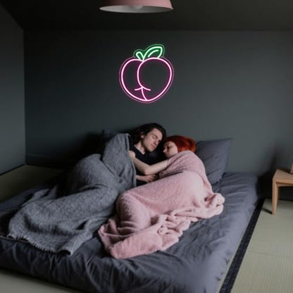 Peach LED Neon Light Sign, Pink Peach for Wall Decor Room Party Decorations Bar Pub Club Girls Bedroom Birthday Party Bathroom Decor Gifts USB Powered(12.6"*11.8") - style: Peach