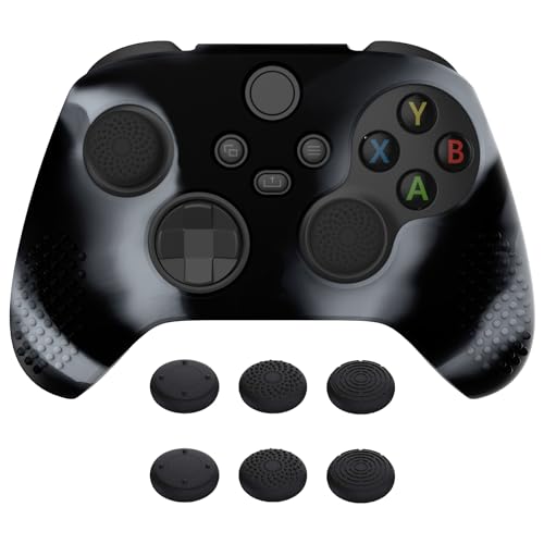 eXtremeRate PlayVital 3D Studded Edition Anti-Slip Silicone Cover Skin for Xbox Series X/S Controller, Rubber Case Protector for Xbox Core Wireless Controller with Thumb Grips - New Hope Gray & Black - color: New Hope Gray & Black