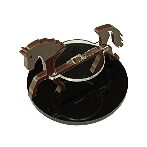 LITKO Horse Mount | Compatible with D&D & Pathfinder | 50mm Round | Brown | Turns a 30mm (1.25-inch) hero into a saddled rider | 2-inch base | Includes steed + clear acrylic base | Glue assembly - color: Brown, style: 50mm Circular Base