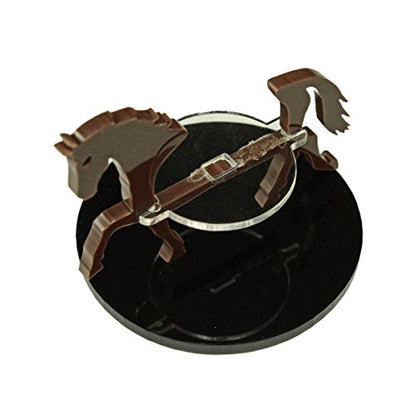 LITKO Horse Mount | Compatible with D&D & Pathfinder | 50mm Round | Brown | Turns a 30mm (1.25-inch) hero into a saddled rider | 2-inch base | Includes steed + clear acrylic base | Glue assembly - color: Brown, style: 50mm Circular Base