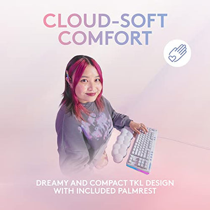 Logitech G713 Wired Mechanical Gaming Keyboard with LIGHTSYNC RGB Lighting, Clicky Switches (GX Blue), and Keyboard Palm Rest, PC/Mac Compatible - White Mist - size: Wired, style: Clicky