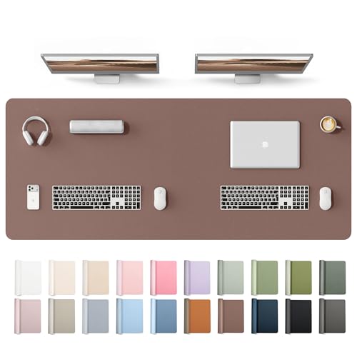 YSAGi Leather Desk Protector, Office Mat, Large Mouse Mat, Non-Slip PU Leather Blotter, Laptop Desk Mat, Waterproof Writing Pad for Office and Home(Chocolate, 63" x 24") - color: Chocolate, size: 63" x 24"